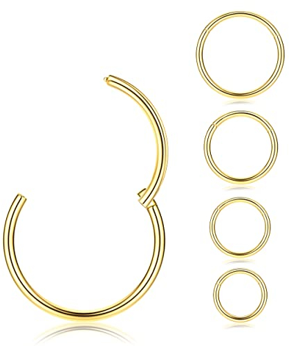 MILACOLATO G23 Titan Nasenpiercing 16G 18G 20G Scharnierende Septum Nasenringe für Damen Männer Clicker Knorpel Ohrringe Daith Helix Tragus Conch Piercing Schwarz/Roségold/Silber/Gold Nasenring 6-10mm