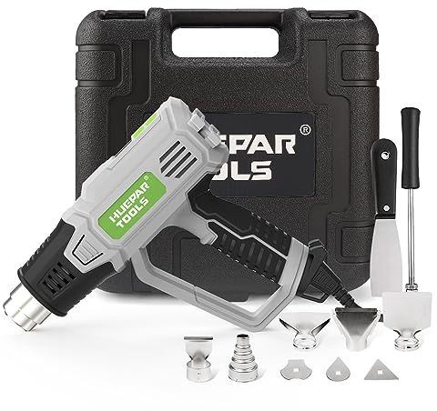 Décapeur Thermique, Huepar Tools Pistolet à Air Chaud 2300W avec Mallette à Outils, Réglable Température 50-660°C, avec 5 Buses, 1 Grattoir, 1 Poignée Grattoir et 3 Têtes, avec Protection de Surcharge