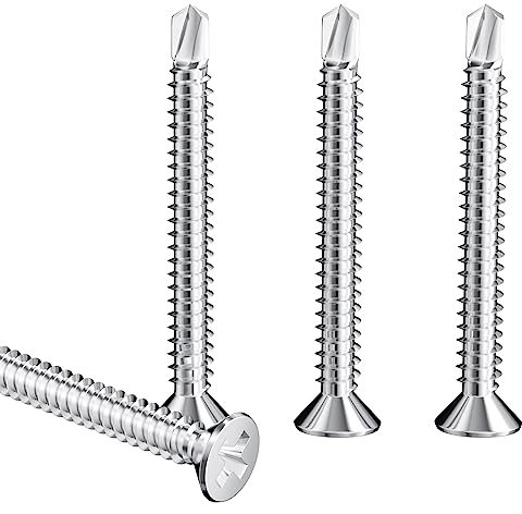 60 viti autofilettanti in acciaio inox per lamiere di ferro, mobili, piastrelle in acciaio (M4,2 x 38 mm)