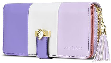 Pomelo Best Damen Geldbörse Mehrfarbig gestreift Portmonee aus Kunstleder, RFID Groß Portemonnaie mit 12 Kartenfächer und Münzfach