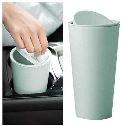 JNNJ Autos Mülleimer, Auto Mini-Mülleimers Mit Deckel, Plastik Auto Universelle Mini Mülleimer, Tragbare Auto Mülleimer, Geeignet für Autos, Schlafzimmer(Hellgrün)