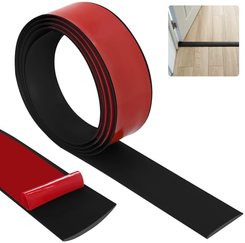 Bocguy Übergangsprofil Schwarz 4cm*3.0m, Wasserdicht Selbstklebend Vinyl Übergang Sschiene, Boden-Leiste Zum Vinyl Übergangs für Fußböden, lexible Knickleiste Fugendichtungsband, Bodenprofil