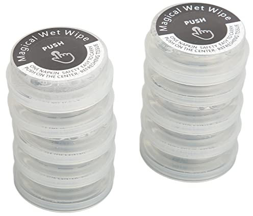 Portable Press Hand Face Wipes, Individual Wet and Dry Compressed Wipes, 10Pcs Hand Pop Hand Wipes, One Hand Access, Disposable Towels for Travel, Outdoor, Sports