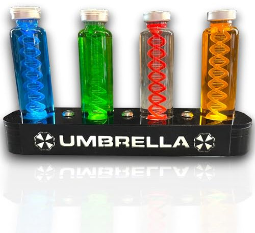 ELACE Display für Fläschchen mit LED-Hintergrundbeleuchtung des Logos, Darstellung eines Virus, für die Verwendung von Fanartikeln, Cosplay, Sammlung (nur Ausstellungsständer – Phiolen nicht im