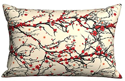 2Er Set Kissenbezüge Japanische Kirsche Bett Kissenbezüge Waschbar Rechteckigen Kissenbezug Mit Reißverschluss Sofakissen, Für Garten, Auto, 60x40cm