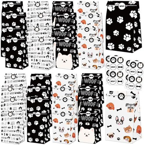 40 Pcs Hund Pfote drucken Geschenk Papiertüten, Haustier Party-Taschen, Papier Pfote drucken Goodie Bags für Kinder Welpen Haustier behandeln Party Favorit Hund Geburtstag Party Dekorationen