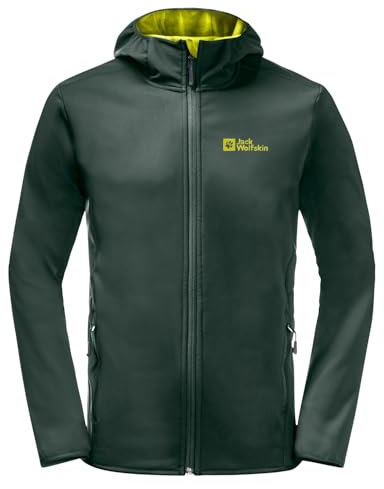 Jack Wolfskin Herren Bornberg Hoody M Softshelljacke, Black Olive/Firefly, S EU