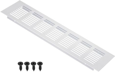 PATIKIL 12 x 3 Inch Door Air Vent Cover, Aluminum Grille Ventilation Cover Louvered with Mounting Screws for Cabinet Wardrobe Door, Silver Tone
