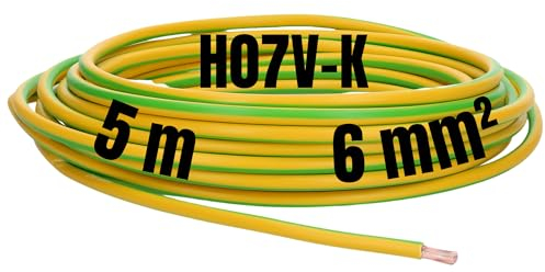 Kalitec Cavo di Cablaggio Flessibile H07V-K 6 mm², Conduttore di Messa a Terra, Protezione in PVC