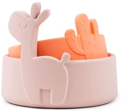 Done by Deer 1839031 Kinderschale 2er Set - Lama Lalee rosa/koralle