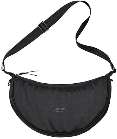 LARKSON Crossbody Bag Damen & Herren Schwarz - Solveig Medium - Umhängetasche im Halbmond Style - Halbrunde Schultertasche - Moon Bag Design - Wasserabweisend