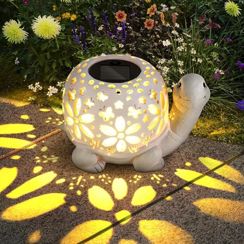 Starnearby Schildkröte Solarlaterne für Außen, Solar Gartenfiguren Schildkröte Gartendeko für Draußen Balkon Garten Hof Terrasse, Schildkröten Deko Garten Geschenke für Frauen Mama Oma