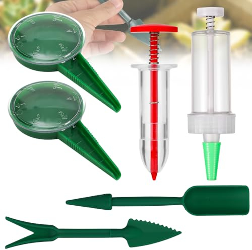 Lot de 6 Mini Épandeurs de Graines, Distributeur Graines Rond Plastique Outil Manuel Planteur de Graines Portatif Dibber Widger Semoir Manuel pour Petites Graines, Carottes, Laitue, Fleur