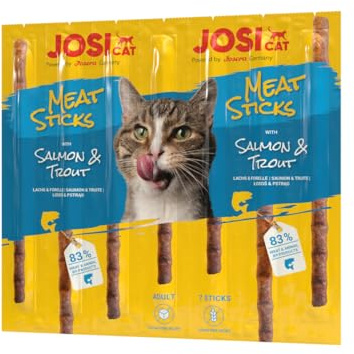 JosiCat Meat Sticks Salmon & Trout | 20x 7 St. | Adult | Snack für Katzen | Premium Kaustangen für erwachsene Katzen | Lachs & Forelle | mit viel Fisch | zucker- & getreidefrei | powered by JOSERA