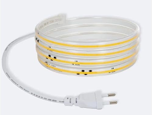 Striscia Led Cob 220V per esterno 15W metro senza trasformatore adesiva super flessibile luce continua IP67 luce calda naturale fredda (4000K Natura, 5 metri)