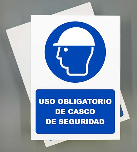 Cartel Uso Obligatorio de Casco 18x25 cm Pack 2ud Señal de Seguridad Industrial y EPI (Casco)
