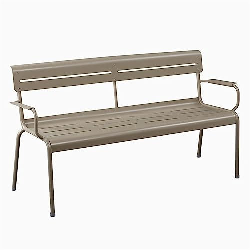 Gartenbank Terrassenmöbel Parkstuhl-Außenbank aus Aluminiumlegierung, Terrassenbank im Freien mit Rückenlehne, Armlehne, Veranda-Sitzbank for Terrasse, Veranda, Pool, Balkon, Garten für Veranda(E,140x