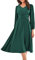 GRACE KARIN Ladies A Line Dress Long Sleeves Chiffon Dress Fashion High Waist Evening Dress Casual V Neck Dress Dark Green M