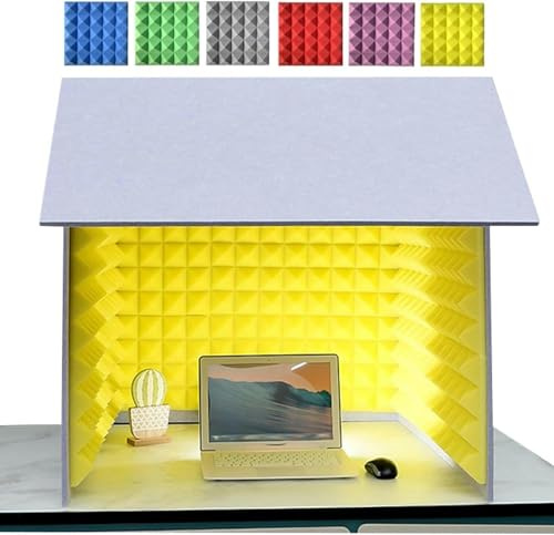 HOTAPEPU Portable Soundproof Booth, Desktop Soundproof Cover, Self Made Sound Booth Box, Isolation Shield, Vocal Absorbing Shield to Filter Vocal for Microphone, Studio Sound Recording