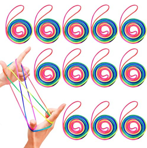 Juego De 12 Juegos De Dedos Rainbow Rope Flexible para NiñOs, Juego De Dedos para NiñOs, Cuerda De Arco Iris, Flexible, Cuerda De Arco Iris, Juego Educativo para NiñOs