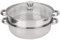 Sunicon Utensilios de cocina de acero inoxidable, 27 cm/11 pulgadas, vaporizador de 2 capas, doble caldera, olla para cocinar al vapor con tapa de vidrio, olla para cocinar al