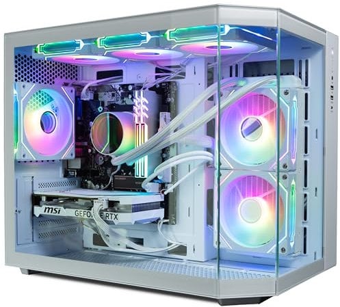ionz Gaming PC - Desktop Computer, Ryzen 7 5700X, NVIDIA RTX 4060,16GB RAM 1TB SSD, 240mm AIO Liquid Cooling, Windows 11, 500W 80+ PSU, WiFi (APEX, White)