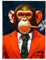 LS-LebenStil Wandbild Affe 30x40cm Smoking Monkey - Acryl handgemalt auf Leinwand - als modernes Pop-Art Design - Hochwertige Wandkunst für Wohnzimmer, Flur oder Büro