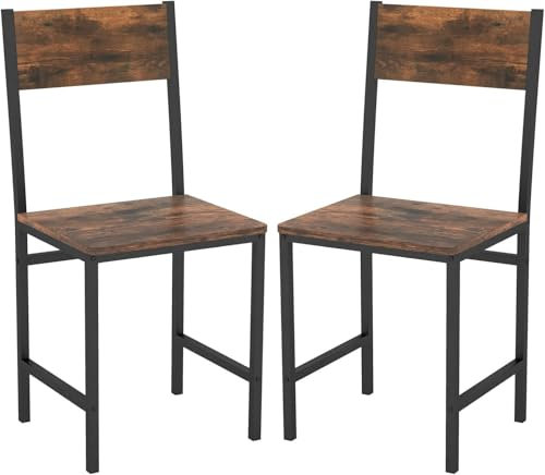 GIANTEX Juego de 2 Sillas de Comedor, 40 x 44 x 87 cm, Sillas de Cocina con Patas de Metal, Respaldo Inclinado, Estilo Industrial, Carga hasta 150 kg