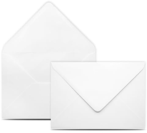 50 Briefumschläge DIN B6 Weiß - 12,5 x 17,5 cm - Kuverts mit 80 g/m² Nassklebung spitze Klappe - Umschläge ohne Fenster - Colours-4-you