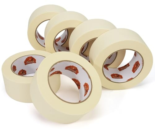 TAPEBEAR General Purpose Masking Tape 5cm x 55m, Beige White Painters Tape | for Painting, Labeling, DIY Arts Crafts, Home Office School Projects, 6Rolls