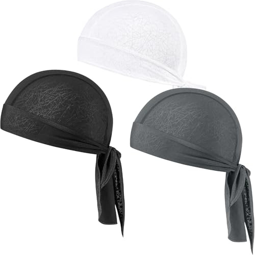 GXCROR Bandana rafraîchissant, doublure de casque absorbant la sueur, casquettes à tête de mort, chiffon Doo pour moto, vélo, course, travail en plein air, Noir/blanc/gris, taille unique