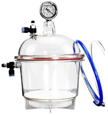 Amhuui Essiccatore sottovuoto da Laboratorio, Vaso essiccatore da Laboratorio da 150 mm con manometro, Doppia valvola, con Rubinetto e O-Ring per la conservazione sottovuoto