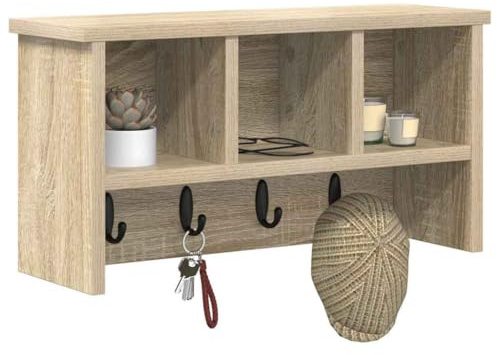 vidaXL Wall-Mounted Coat Rack Wall-Mounted Sonoma Oak 50 x 16 x 26 cm