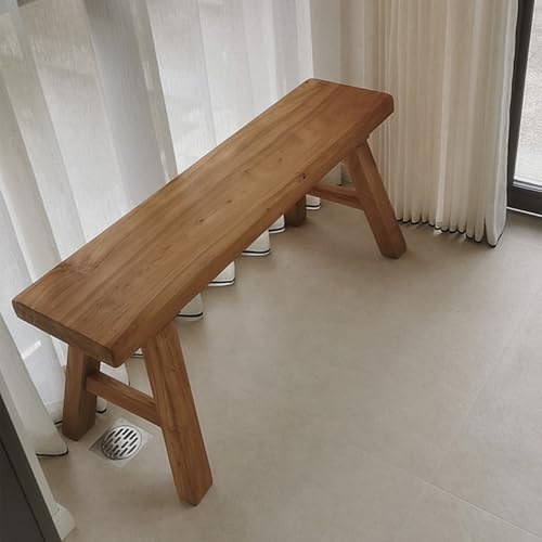 Cxllisionary Hocker Aus Massivholz Alte Ulme, Bank Mit Zapfen Und Schlitz-Verbindung, Schmaler Flur Bank, Schuhbank, Robust Für Flur, Schlafzimmer, Fußende, 100% Massivholz, Landhausstil(80cm)