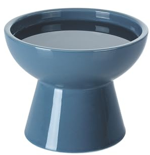 LoeJan Elevated Cat Food and Water Bowls Set, Extra Wide and Raised Ceramic Feeder, Anti-Vomit Whisker-Free Pressure Feeding Bowl for Kittens Adult Small Dogs (Deep Blue)