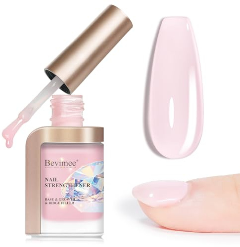 Bevimee Nail Strengthener for Weak Damaged Nails Bude Nail Hardener Repair | Extra Strong & Growth, Quick Dry, Coloured Nails Strengthening Polish, 12ml