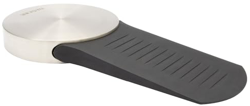 WAGNER Design-Boden-Türstopper/Türkeil SCREW OR GLUE/Schrauben oder Kleben - Durchmesser Ø 90 x 190 x 17 mm, Metall gebürstet, Edelstahloptik, thermoplastischer Kautschuk, Designpreis - 15512611