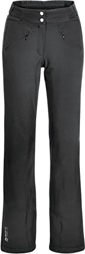 Maier Sports Allissia Slim, Enganliegende Damen Skihose, wasserdichte Schneehose, Stretchmaterial und Verstellbarer Bund, PFC-frei, mTHERM Wattierung & mTEX Wetterschutz, Schwarz, Gr. 46 (W38/L32)