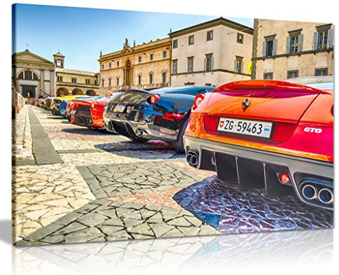 Reihe mit Ferraris, Kunstdruck auf Leinwand, A0 91x61cm (36x24in)