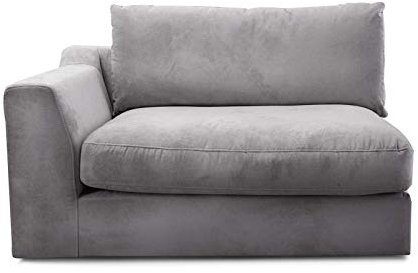 CAVADORE Sofa-Modul Fionamit Armteil links / individuell kombinierbar als Ecksofa, Big Sofa oder Wohnlandschaft / 138 x 90 x 112 / Webstoff silbergrau