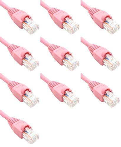 100 Feet Cat6 Ethernet Network Patch Cables Pink RJ45 m/m (10 Pack)