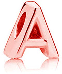 925 Sterling Silver Rose Gold Beads Alphabet Charms Letter Initial A Charm Anniversary Charm Words Charm fits Pandora Charms Bracelet (A)