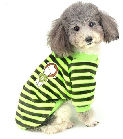 Zunea Hundepullover für kleine Hunde, weichem Fleece Winterjacken Haustier Mantel gestreift gemütlich Warm Samt Welpen Kleidung für Chihuahua, Puppia und Katzen gelb XXL