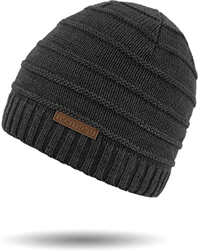 normani Winter Wollmütze Strick mit weichem Fleecefutter - leicht, warm und elegant - Unisex für Damen und Herren