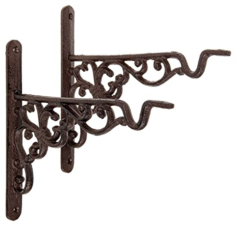 SIDCO Wandhalterung 2 x Haken Blumenampel Landhaus Gusseisen Halterung Wandhaken 21cm