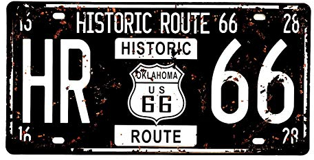 DiiliHiiri Retro Blechschild Route 66 Nummernschild Kennzeichen Dekoration für Zuhause Restaurant Bar Café Vintage-Stil Türschild Nostalgie Metallschild Tin Sign Pub Wanddeko Ideen 50er Jahre