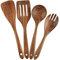 Wooden Cooking Utensils Set 4-Piece Wood Kitchen Utensil Set for Non Stick Cookware Wooden Spatula,Fork,Turner,Ladle,Strainer Spoons