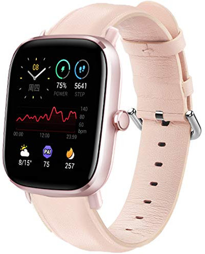 LvBu Armband Kompatibel mit GTS 2 Mini, Quick Release Leder Classic Ersatz Uhrenarmband für für Amazfit GTS 2 Mini/GTS 2 Smartwatch (Rosa)