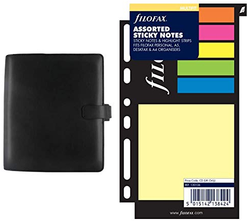 Filofax Metropol Persönlicher Organiser A5 schwarz & 130136 Haftnotizen, farbig sortiert