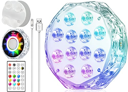Qoolife 4 20LED Magnetic Submersible LED Light - Pairing mit Fernbedienung, Steuerung in Gruppen, wiederaufladbare, wasserdichte, tauchbare Poolbeleuchtung, superhell & superstarker Magnet - 1 Pack